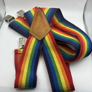 Vintage Jural Rainbow Suspenders S-10 Japan 70s 80s Pride Retro Workwear Tan